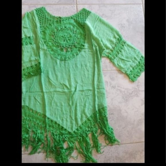 Tassel Beach Dress V Neck White Cover Up Swimsuit - Picture 2 of 2